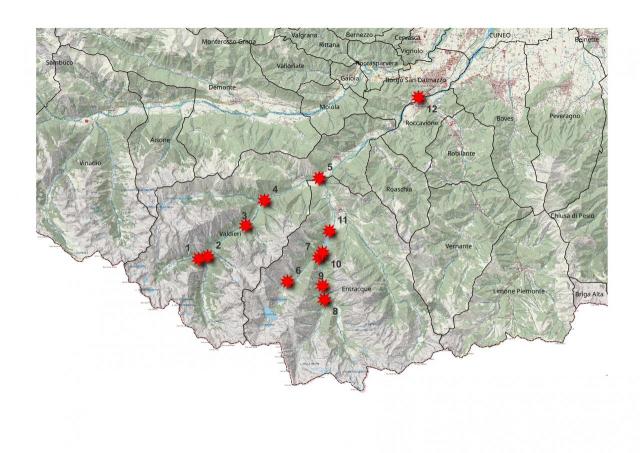 Immagine dei processi di dissesto puntuali rilevati nell’ottobre 2023 in provincia di Cuneo