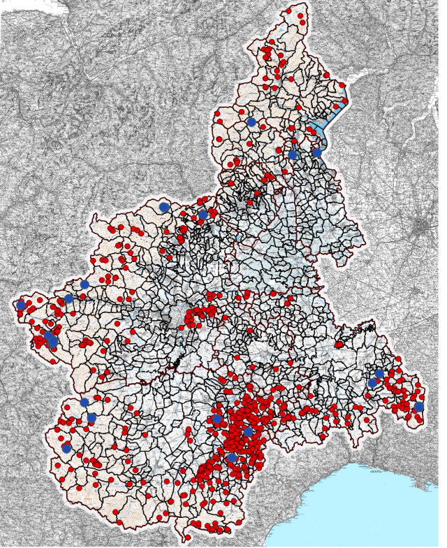 Mappa dei fenomeni franosi analizzati al 2° e 3° livello di approfondimento