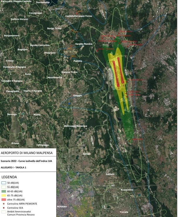 Aeroporto di Malpensa, mappa acustica indicatore LVA