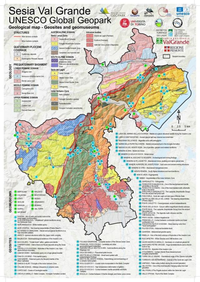 Carta geologica del Sesia Val Grande Global Geopark