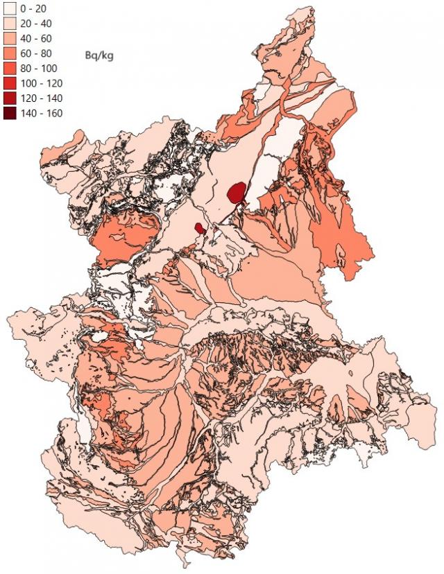  Distribuzione di Torio 232 nelle unità radiogeolitologiche in Piemonte e Valle d’Aosta