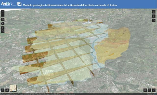 Modello geologico 3D: vista con sezioni