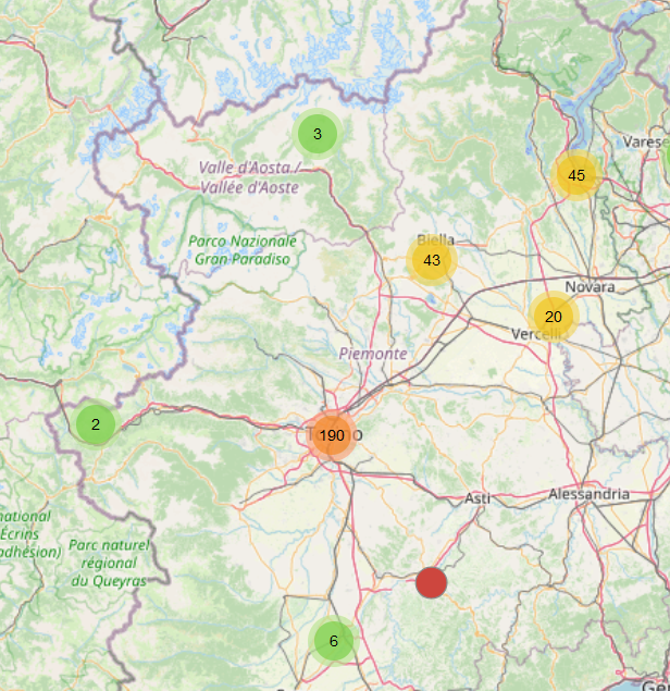 Esempio di rappresentazione su mappa dei rilievi acustici con OpenNoise