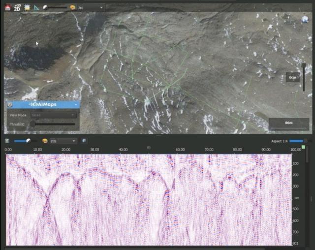 Rilievo GPR del rock glacier dei Fourneaux in Alta Val Susa, tracce e primi profili elettromagnetici (© UniPisa, giugno 2025).