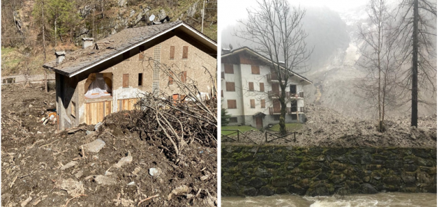Il condominio danneggiato dalla valanga di “Fontanetta”. 